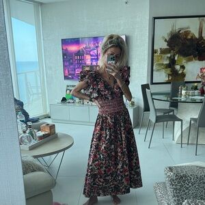 Something Navy Floral Midi Dress - Black and Red